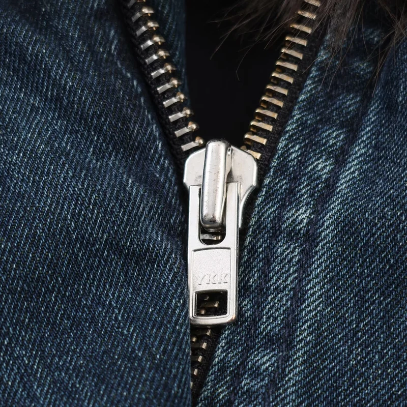 Damen Oversize-Jeansjacke mit voluminösem Kunstpelzkragen und elastischem Saum Drune