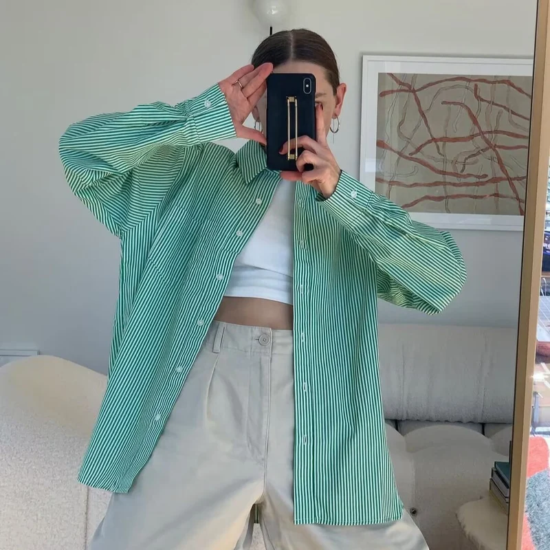 Damen Oversize-Hemdblusenkleid aus leichtem Baumwollmix mit verlängertem Rückensaum und offener Knopfleiste Drune