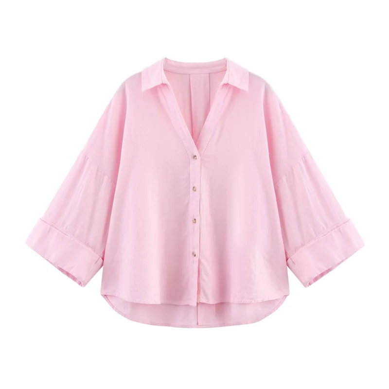 Damen Oversize-Hemdbluse mit vertikalem Streifenmuster und verlängertem Rücken Drune