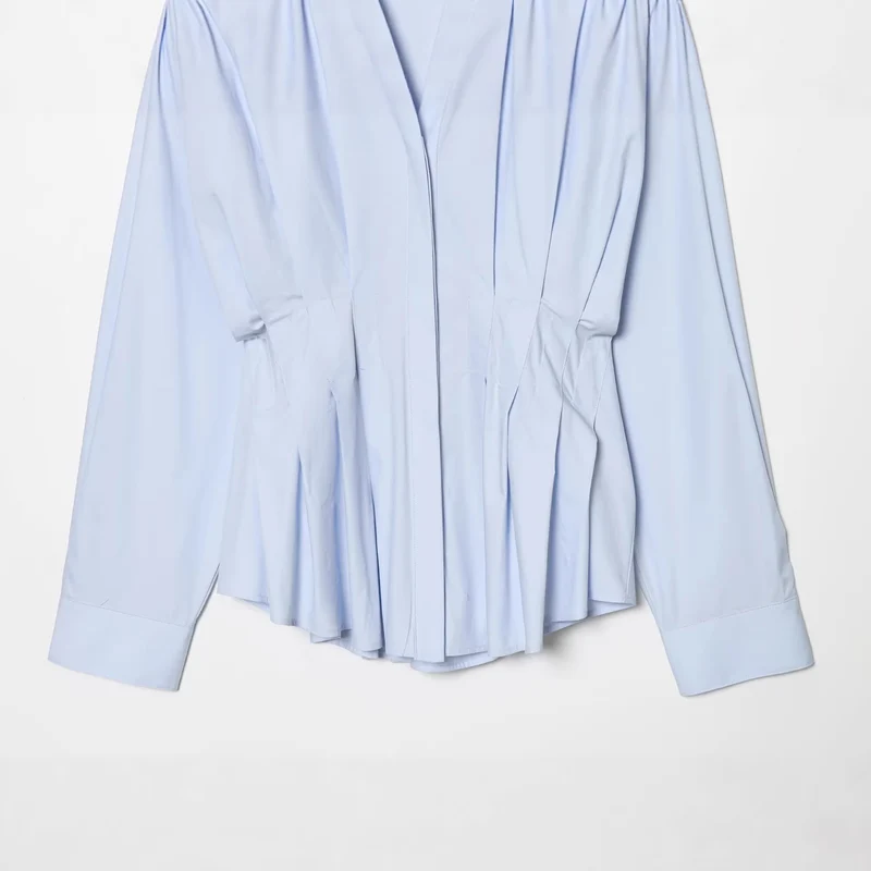 Damen Oversize-Hemdbluse mit taillierter Kellerfalten-Optik und verdeckter Knopfleiste Drune