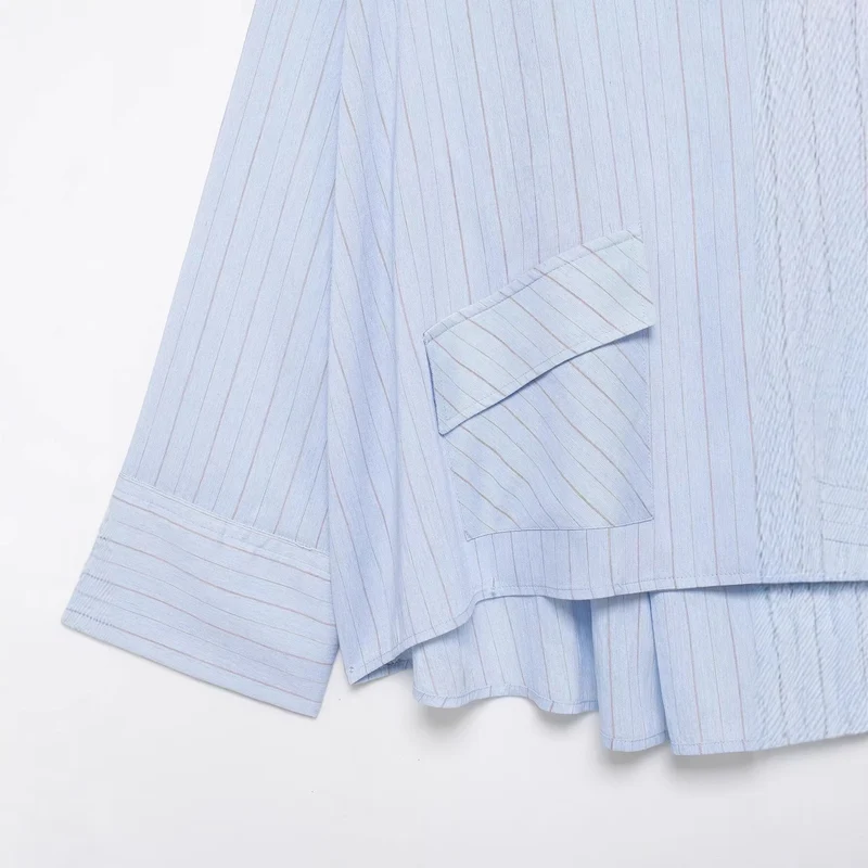 Damen Oversize-Hemdbluse mit Stehkragen, asymmetrischer Knopfleiste und hohem Saum Drune