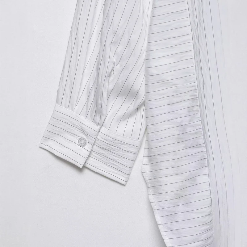 Damen Oversize Hemdbluse mit Nadelstreifen und verlängertem Rückensaum Drune