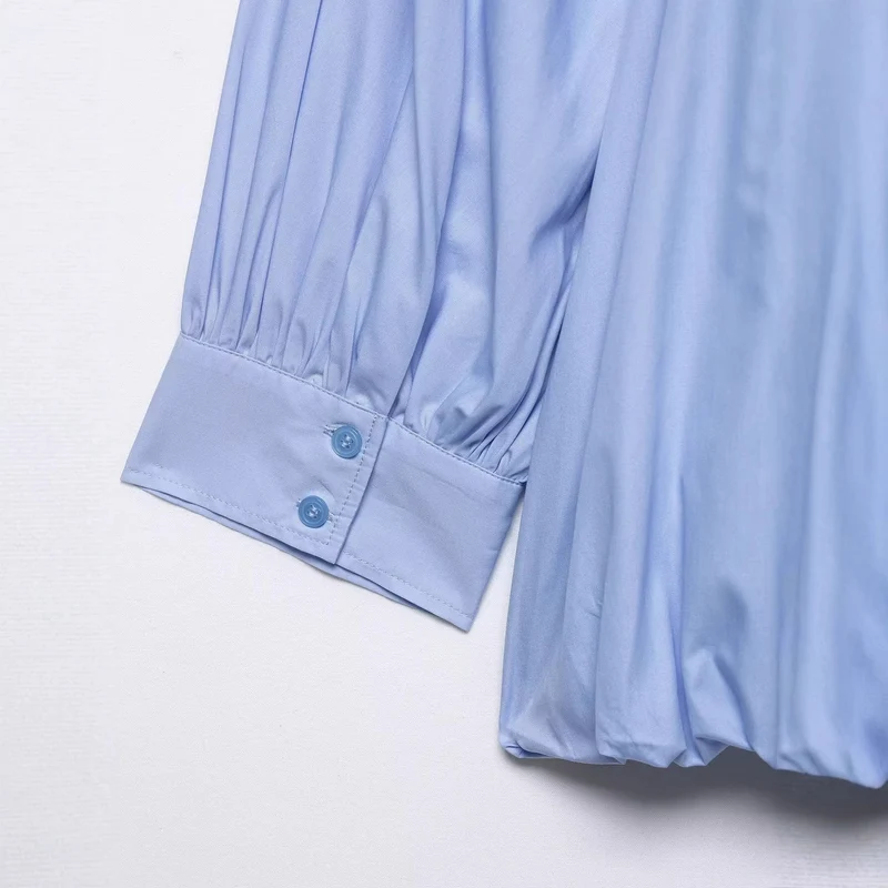 Damen Oversize-Hemdbluse mit Faltenlegung, Ballonärmeln und gerafftem Saum Drune