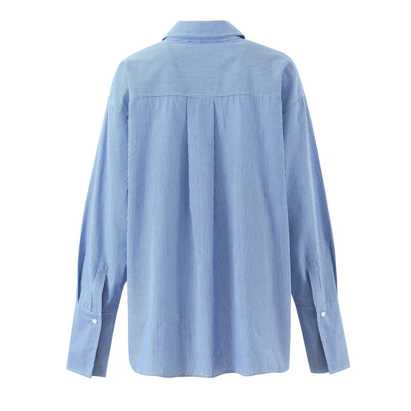 Damen Oversize-Hemdbluse mit Brusttasche und verlängerten Manschetten Drune