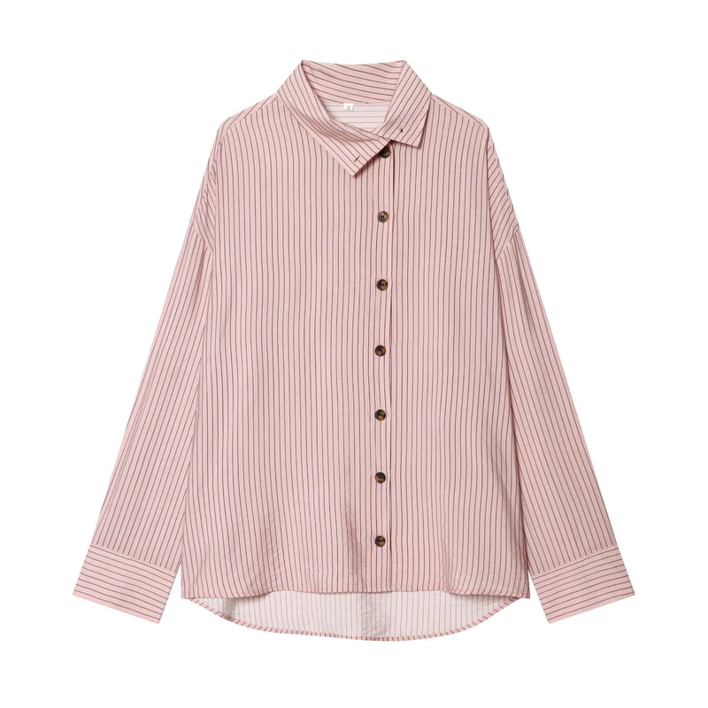 Damen Oversize-Hemdbluse mit asymmetrischem Stehkragen und verlängerter Rückenpartie Drune