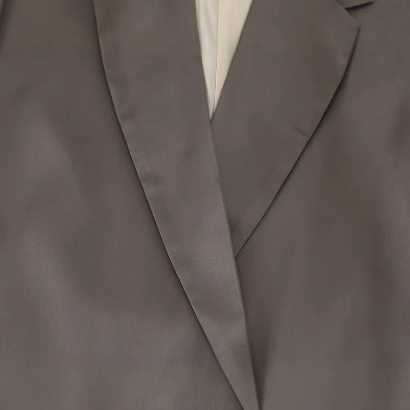 Damen Oversize Doppelreiher-Blazer aus satinierter Faux-Lederoptik Drune