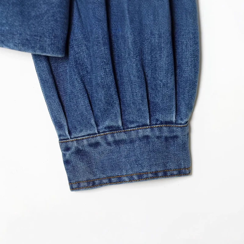 Damen Oversize Denim-Pulloverjacke mit halber Knopfleiste Drune