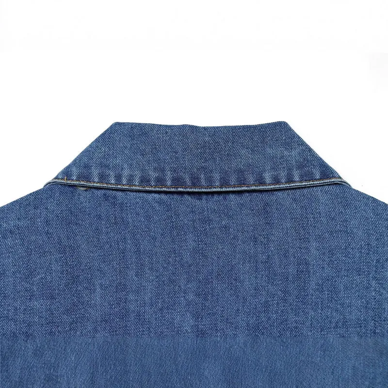 Damen Oversize Denim-Pulloverjacke mit halber Knopfleiste Drune