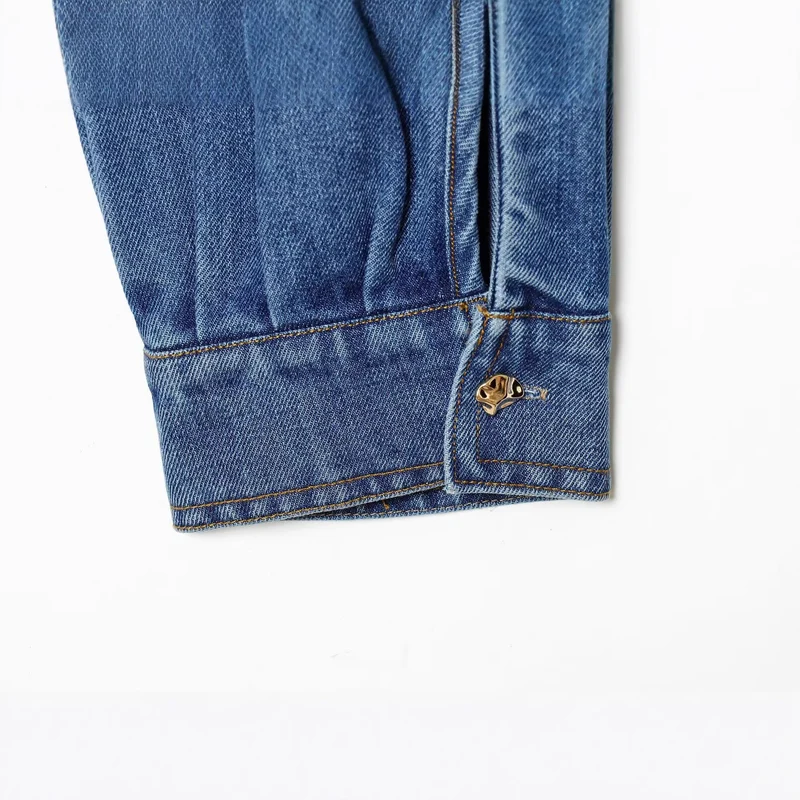 Damen Oversize Denim-Pulloverjacke mit halber Knopfleiste Drune