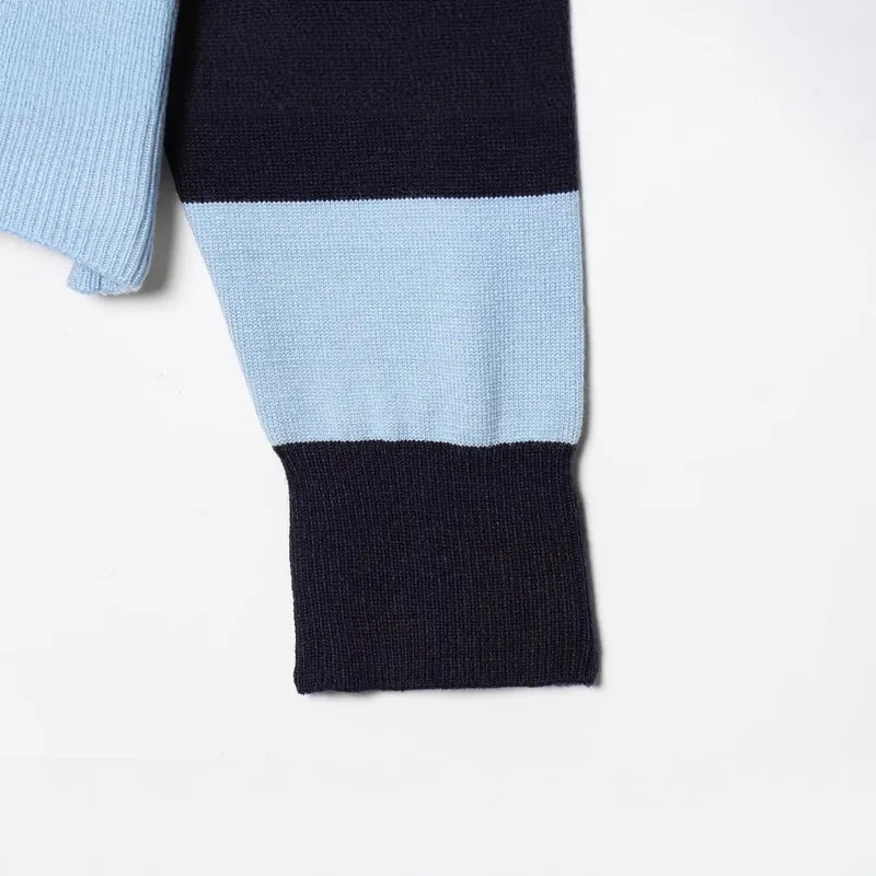Damen Oversize Cropped Rugby-Pullover mit Polokragen und V‑Ausschnitt Drune