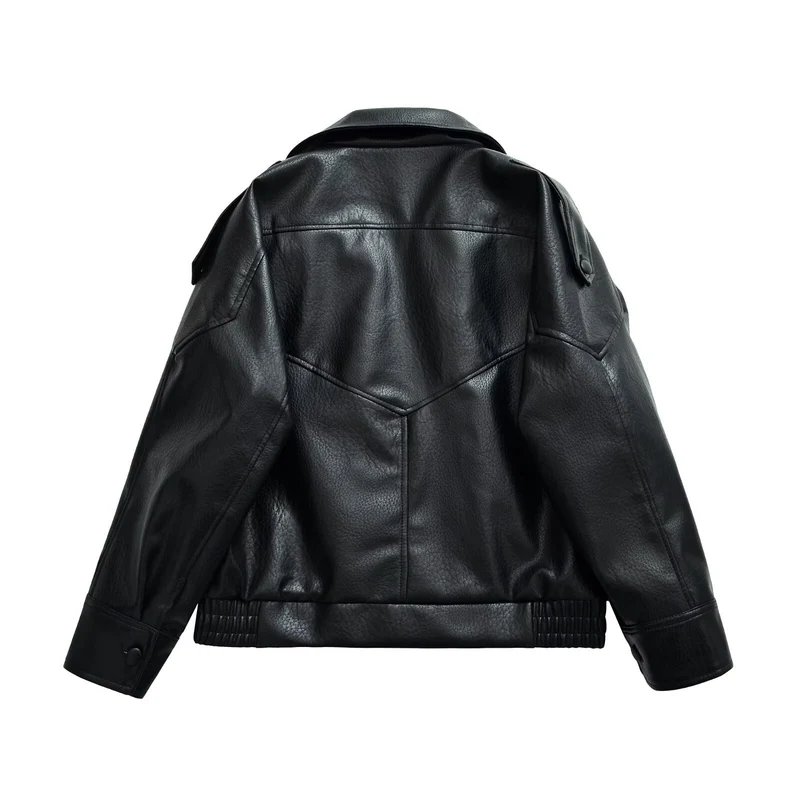 Damen Oversize-Bomberjacke im Biker-Mix mit Revers und elastischem Taillenbund Drune