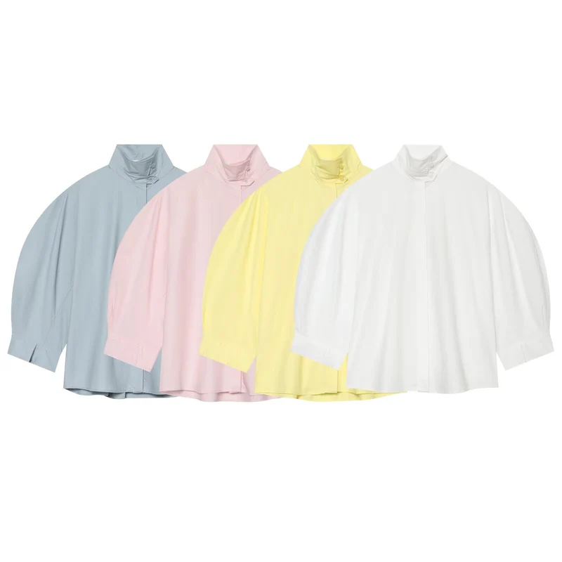 Damen Oversize-Bluse mit Stehkragen und Kimonoärmeln Drune