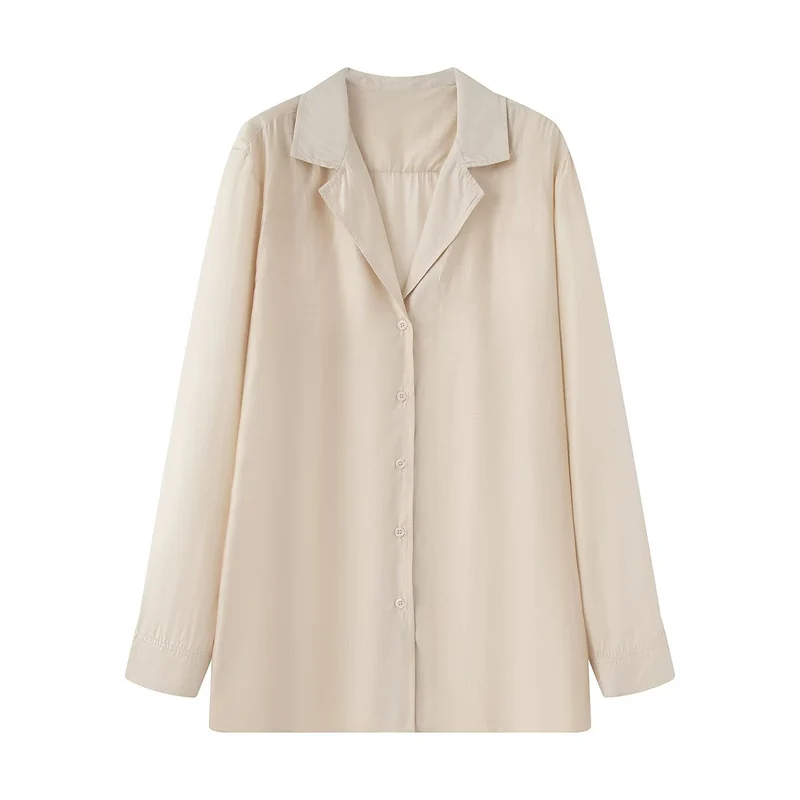 Damen Oversize-Bluse mit Reverskragen und durchgehender Knopfleiste Drune