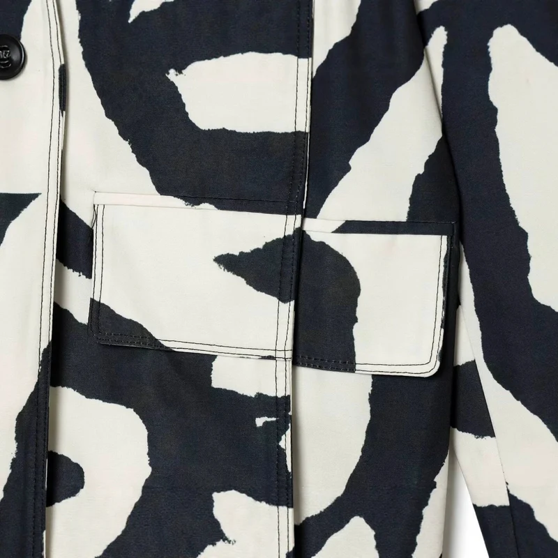 Damen Oversize-Blazer im Zebra-Print mit Reverskragen und Pattentaschen Drune