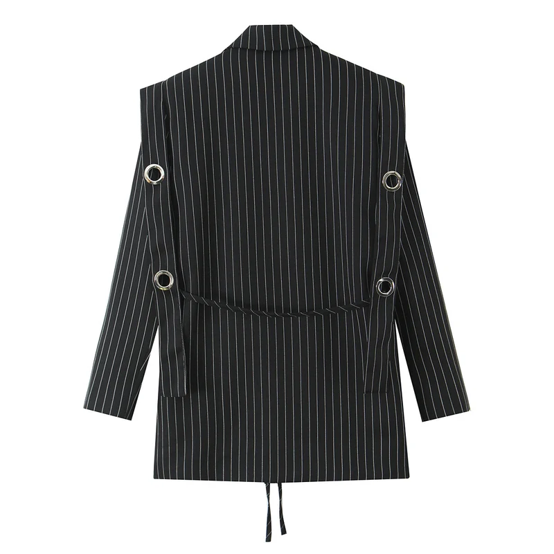 Damen Nadelstreifen-Blazer mit Zierösen und Tunnelzugtaillierung Drune