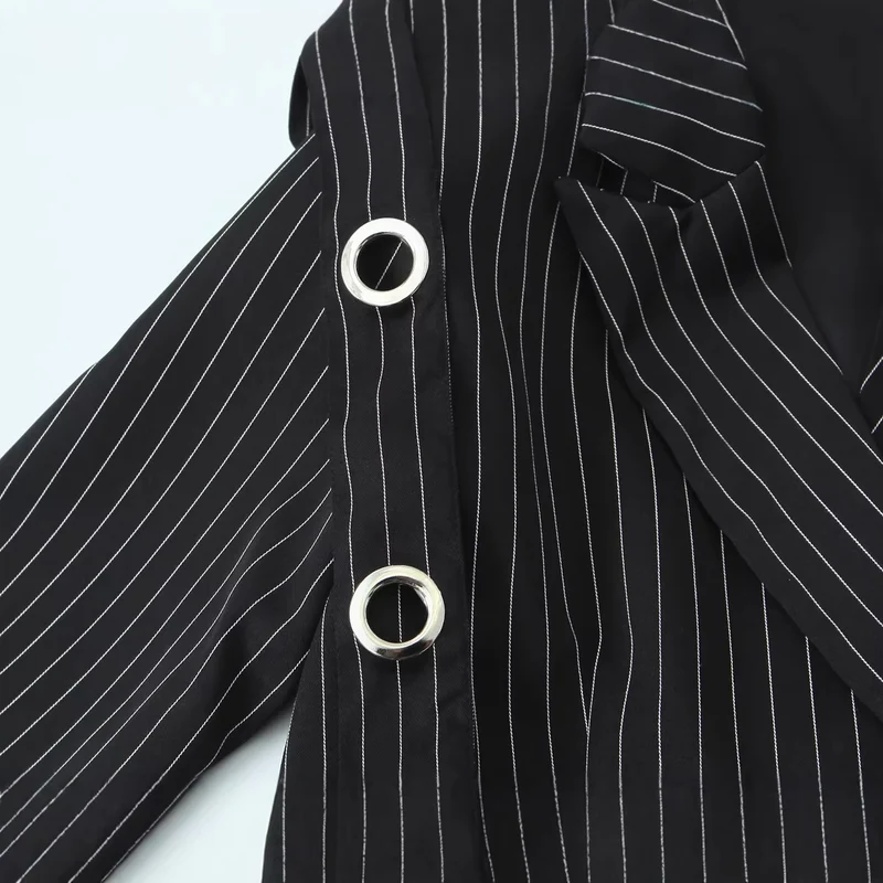 Damen Nadelstreifen-Blazer mit Zierösen und Tunnelzugtaillierung Drune