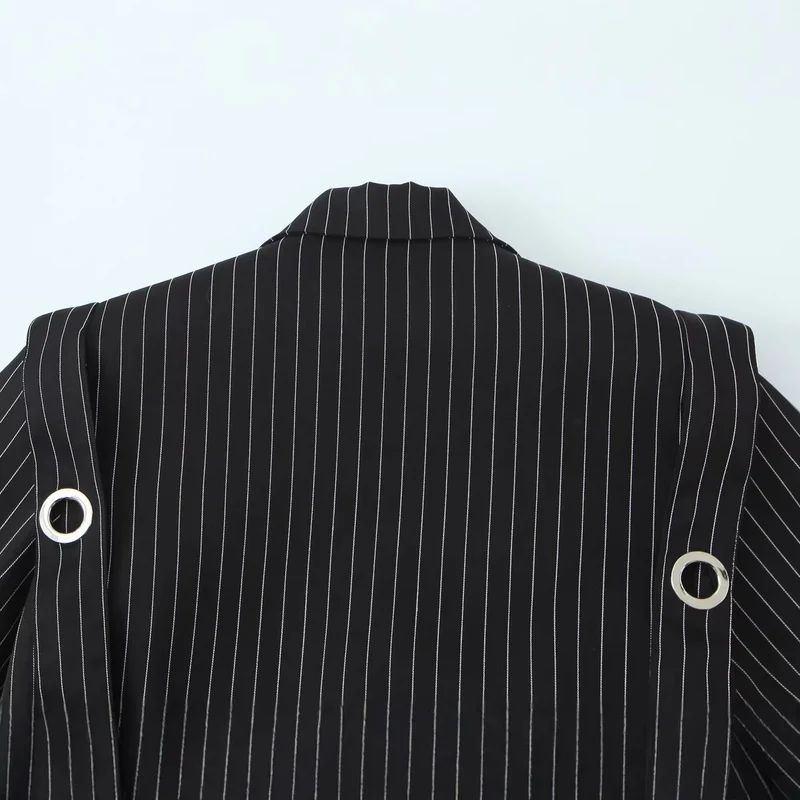 Damen Nadelstreifen-Blazer mit Zierösen und Tunnelzugtaillierung Drune