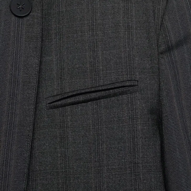 Damen Moderner schlanker Blazer mit asymmetrischer Knopfleiste und Stehkragen Drune