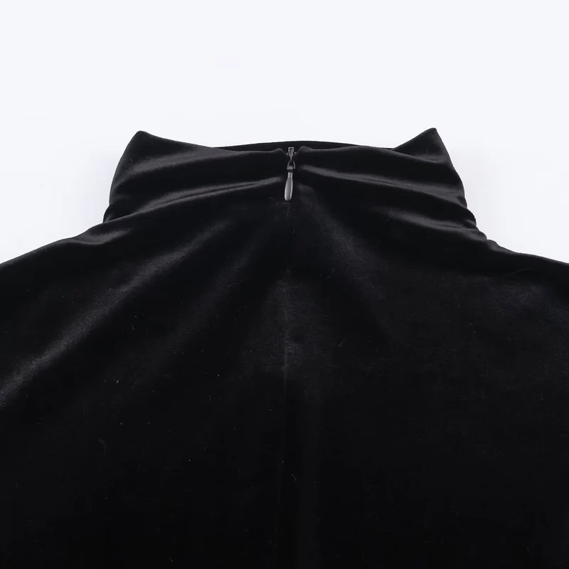 Damen Minikleid mit Rollkragen, langem Arm und seitlicher Drapé-Schleife Drune