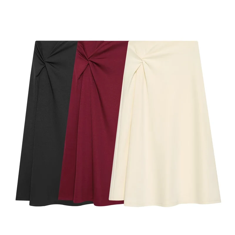Damen Midirock mit Knotendetail und A-Linien-Schnitt Drune