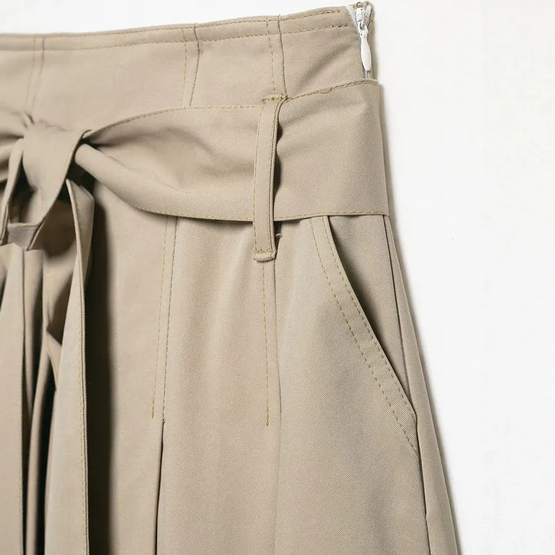 Damen Midirock mit hoher Taille, weitem Godet-Schnitt und Bindegürtel Drune