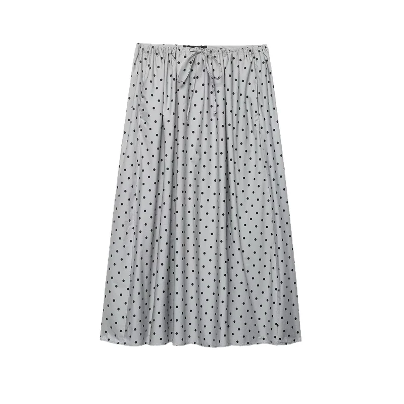 Damen Midirock mit elastischem Bund, Plissee‑Optik und Polka‑Dot‑Muster Drune