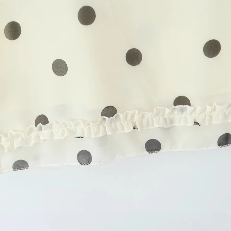 Damen Midirock aus fließendem Chiffon mit Polka‑Dot und Volantbesatz Drune