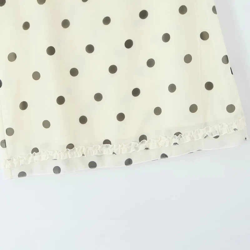 Damen Midirock aus fließendem Chiffon mit Polka‑Dot und Volantbesatz Drune