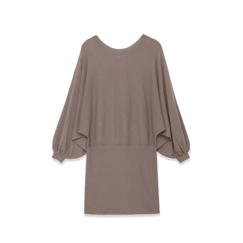 Damen Midikleid mit weitem Poncho-Oberteil und Ballonärmeln Drune