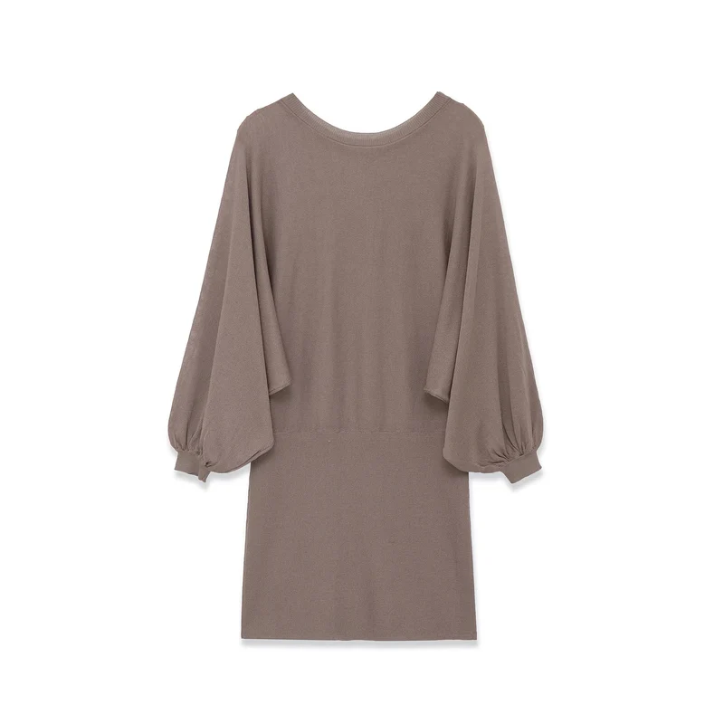 Damen Midikleid mit weitem Poncho-Oberteil und Ballonärmeln Drune