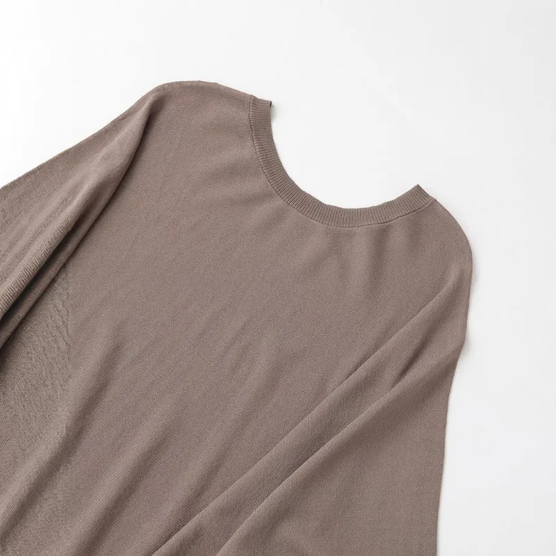 Damen Midikleid mit weitem Poncho-Oberteil und Ballonärmeln Drune