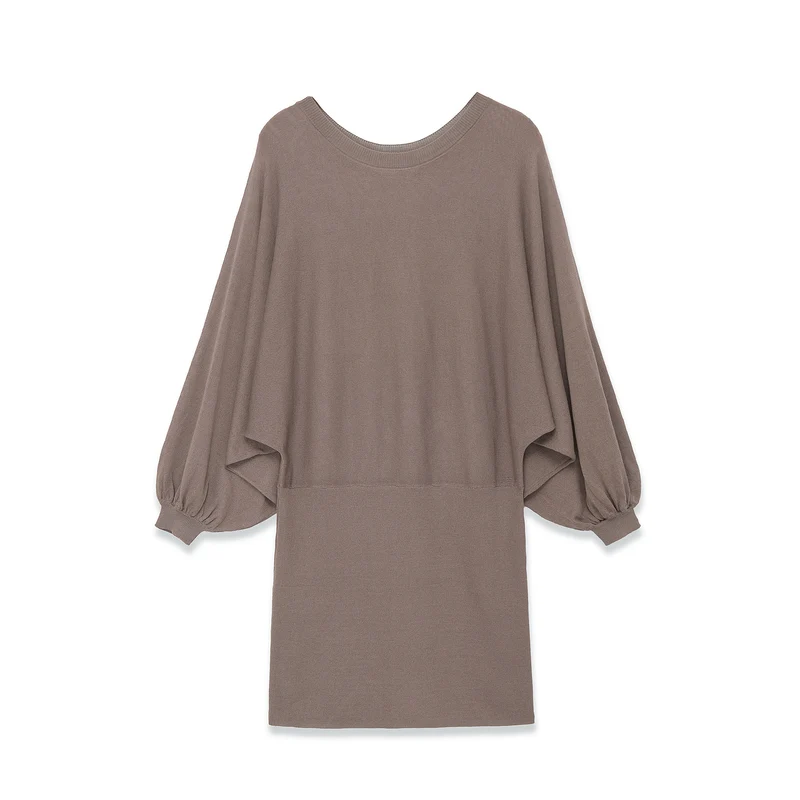 Damen Midikleid mit weitem Poncho-Oberteil und Ballonärmeln Drune