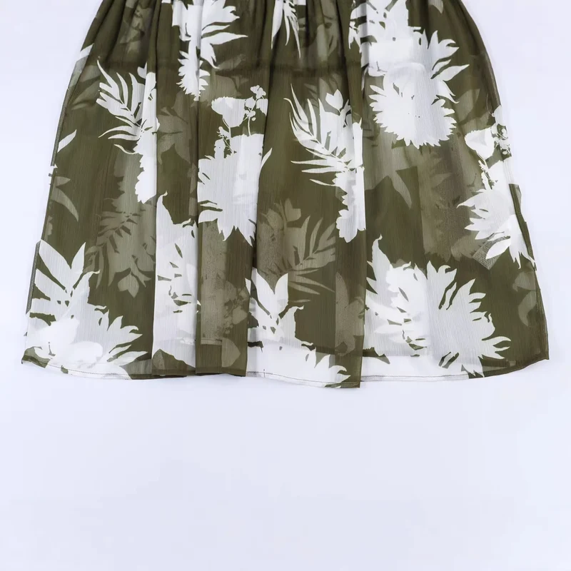 Damen Midikleid mit voluminösen Ballonärmeln, Stufenrock und floralem Print Drune
