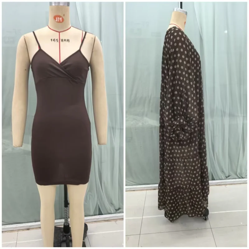 Damen Midikleid mit Volantstufen, Ballonärmeln und V-Ausschnitt Drune