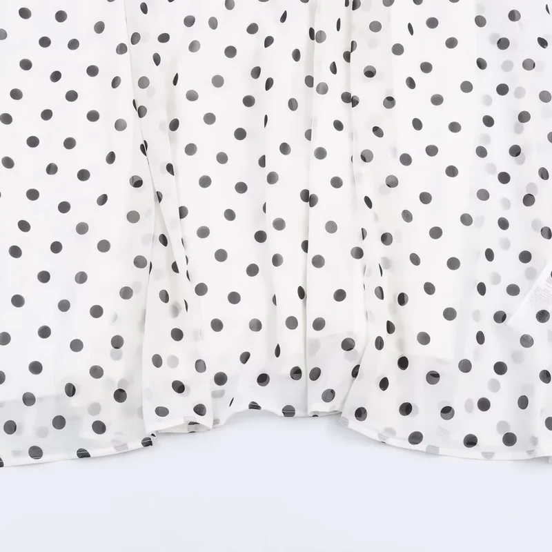Damen Midikleid im Retro-Punkte‑Look mit taillierter Schnittführung und Ballonärmeln Drune