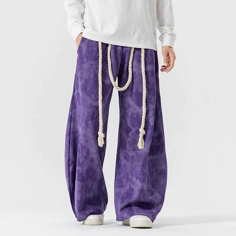 Herren Extraweite Batik-Loungehose im Baggy-Cut mit dekorativem Kordelzug Drune