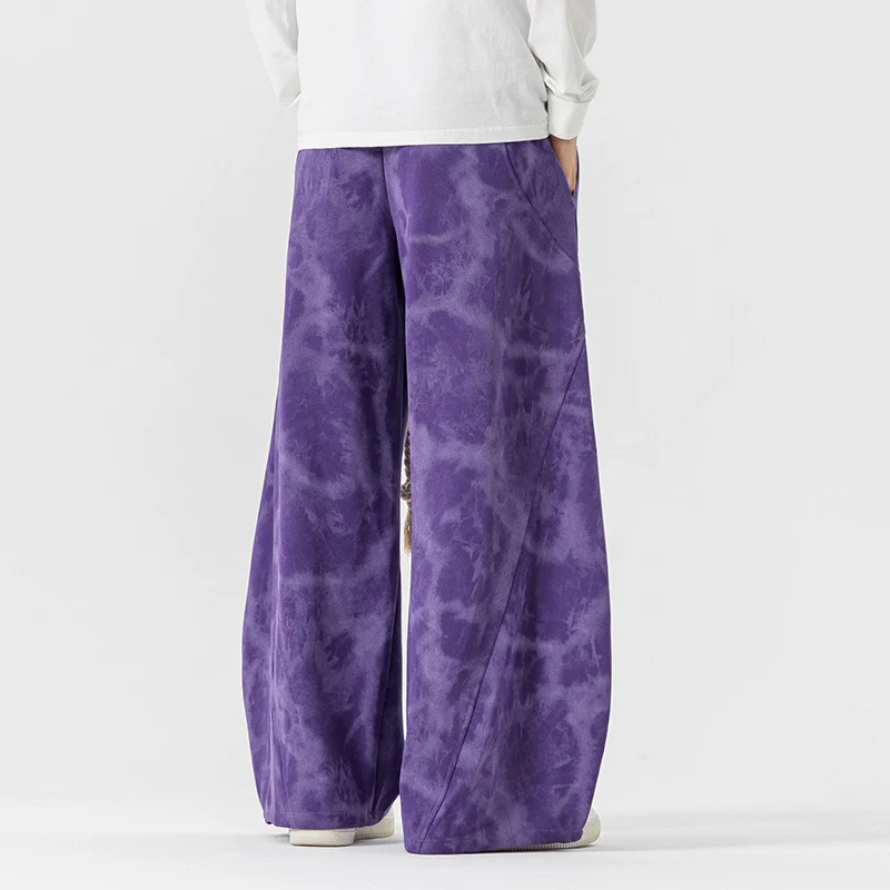 Herren Extraweite Batik-Loungehose im Baggy-Cut mit dekorativem Kordelzug Drune