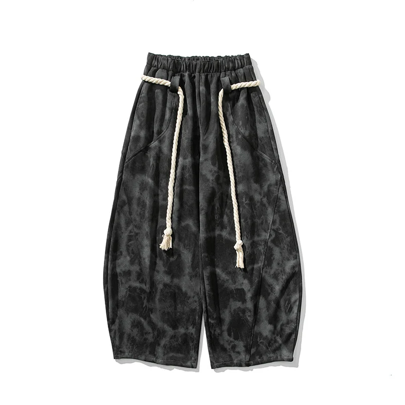 Herren Extraweite Batik-Loungehose im Baggy-Cut mit dekorativem Kordelzug Drune