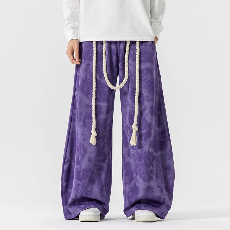 Herren Extraweite Batik-Loungehose im Baggy-Cut mit dekorativem Kordelzug Drune