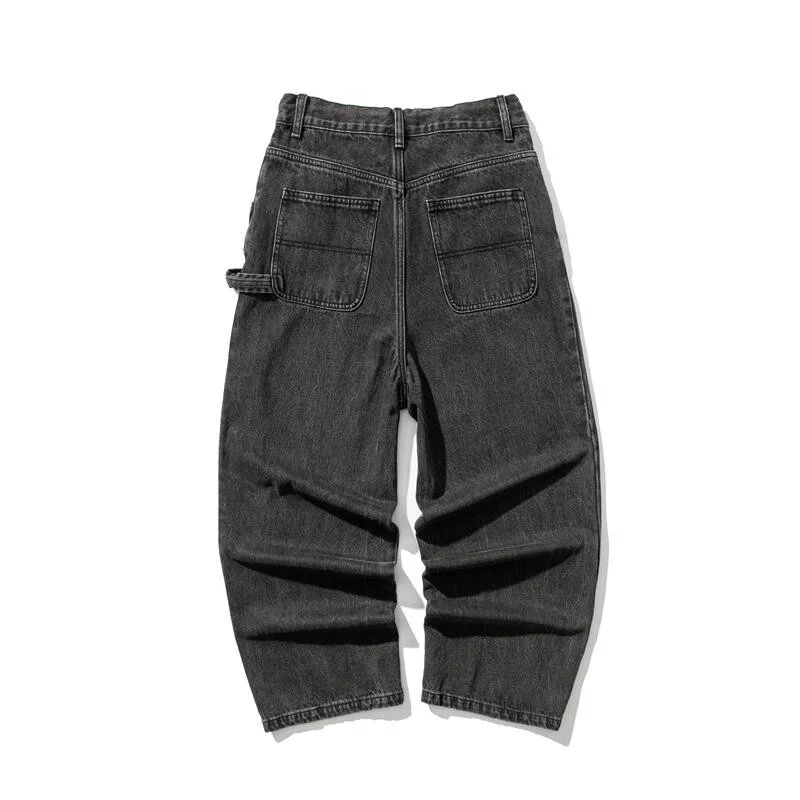 Herren Extraweite Baggy-Jeans im Vintage-Wash mit Tunnelzug und elastischem Saum Drune
