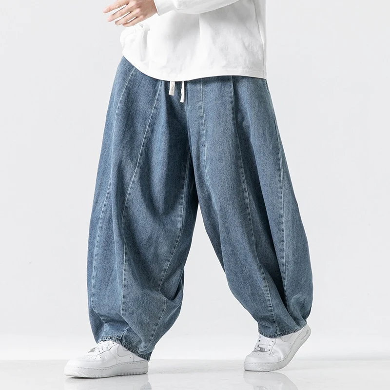 Herren Extraweite Baggy-Jeans im Balloon-Cut mit Tunnelzugbund und elastischen Saum Drune