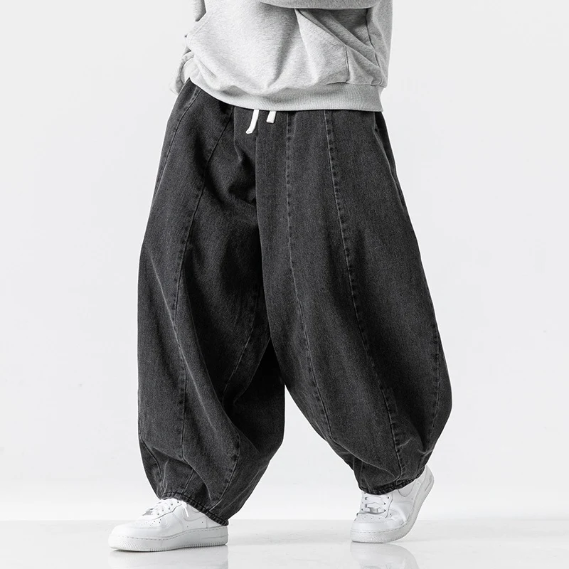 Herren Extraweite Baggy-Jeans im Balloon-Cut mit Tunnelzugbund und elastischen Saum Drune