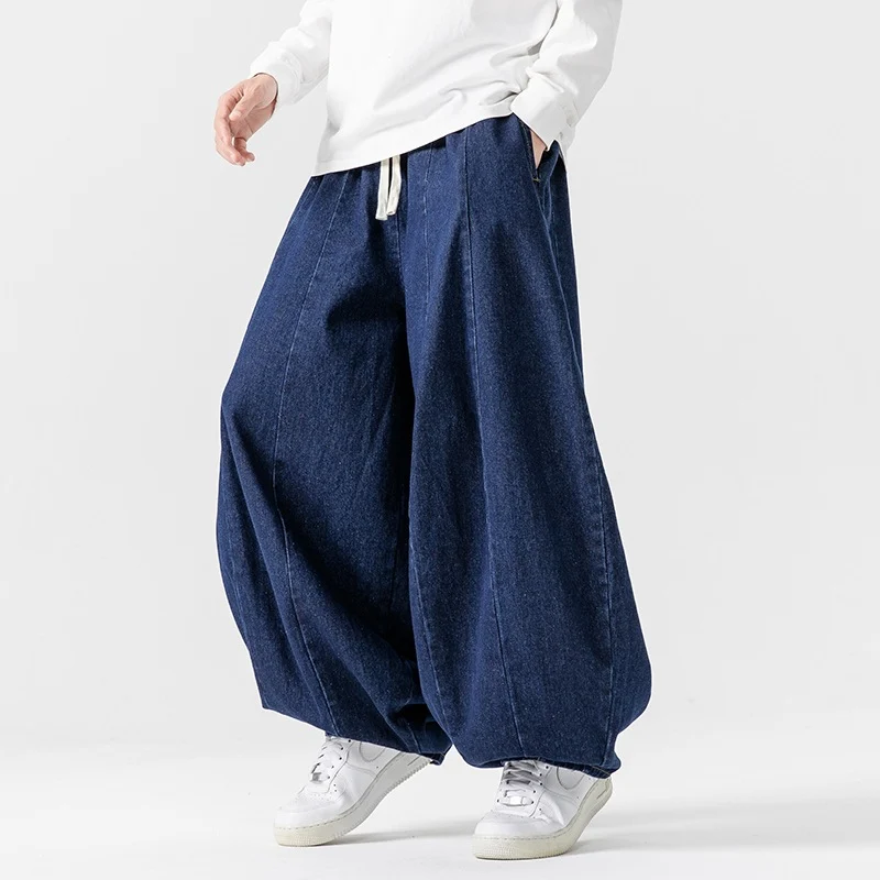 Herren Extraweite Baggy-Jeans im Balloon-Cut mit Tunnelzugbund und elastischen Saum Drune