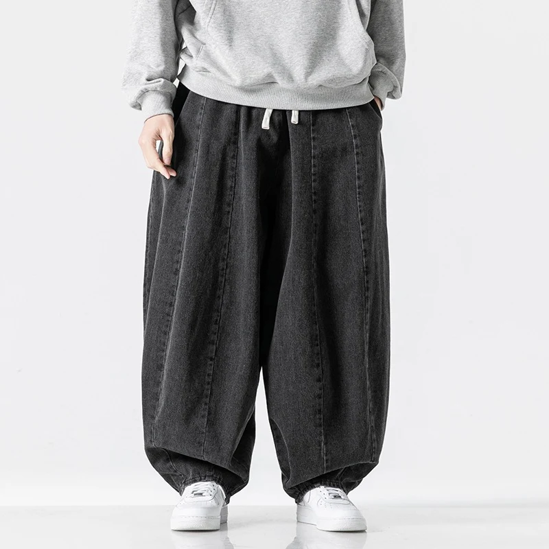 Herren Extraweite Baggy-Jeans im Balloon-Cut mit Tunnelzugbund und elastischen Saum Drune