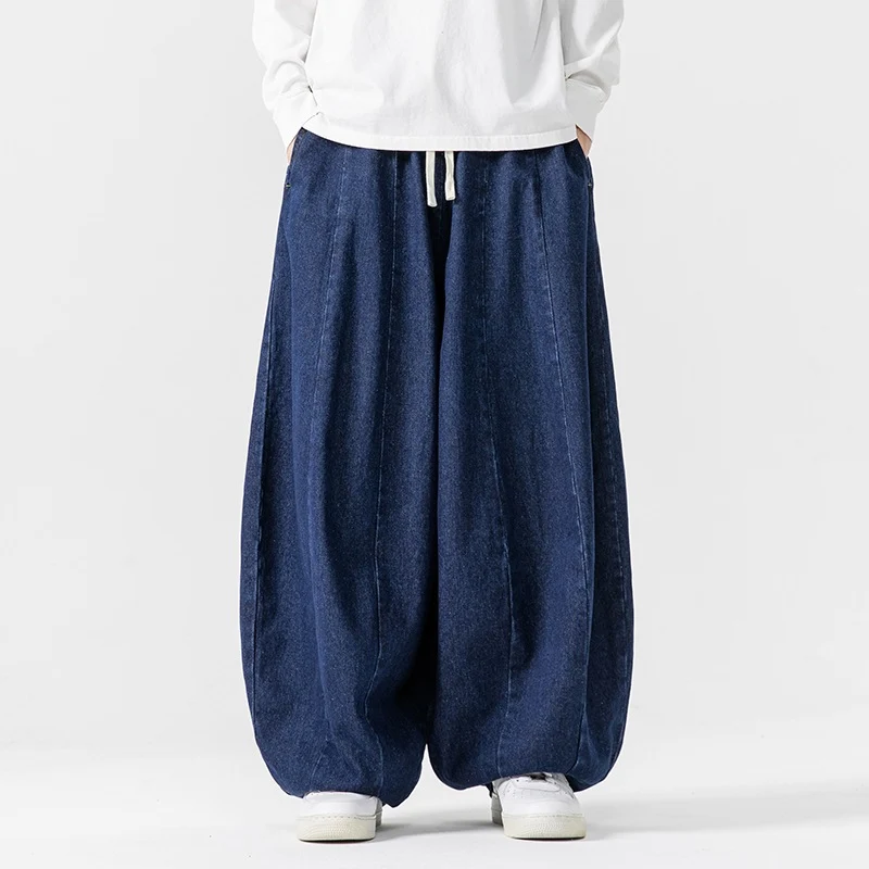 Herren Extraweite Baggy-Jeans im Balloon-Cut mit Tunnelzugbund und elastischen Saum Drune