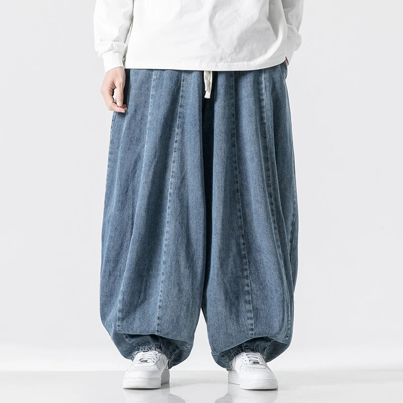 Herren Extraweite Baggy-Jeans im Balloon-Cut mit Tunnelzugbund und elastischen Saum Drune