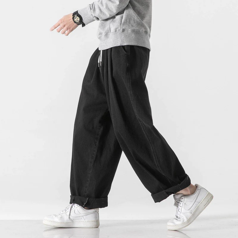 Herren Extraweite Baggy-Hose mit Tunnelzugbund und umgeschlagenem Saum Drune