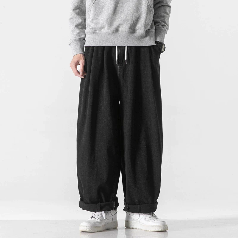 Herren Extraweite Baggy-Hose mit Tunnelzugbund und umgeschlagenem Saum Drune