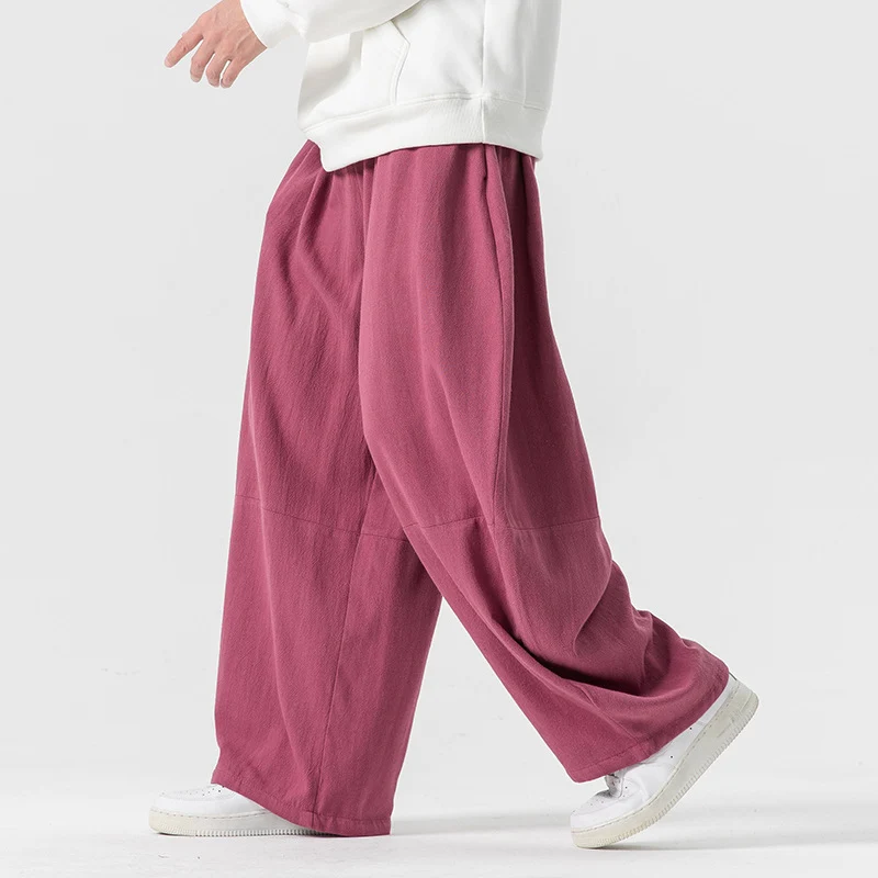 Herren Extraweit geschnittene Ballon-Loungehose mit elastischem Bund, tiefem Schritt und soften Baumwollmix Drune