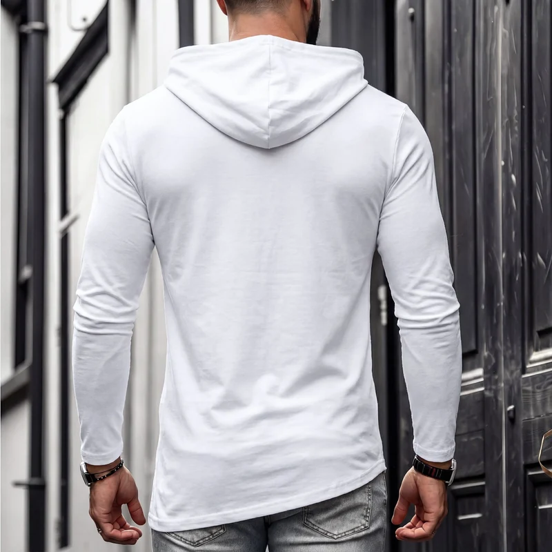 Herren Enganliegendes Langarmshirt mit hohem Schlauchkragen und asymmetrischem Saum Drune